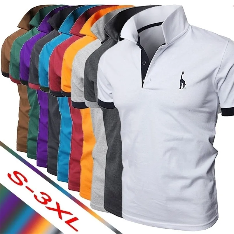 刺繍されたソリッドカラーのポロシャツメンズ爆発物Tシャツ男性トップス衣料品男性プラスサイズ220614