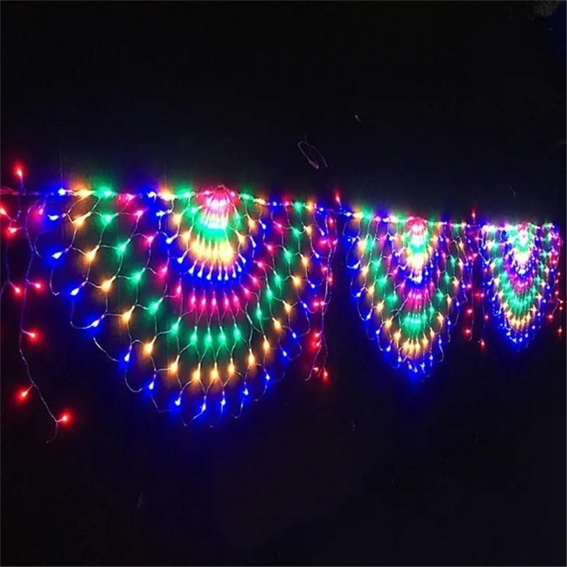 EU / US Plug 3 Peacock siatki LED String Lights Outdoor Fairy Garland na ślub Boże Narodzenie rok Dekoracji 220408