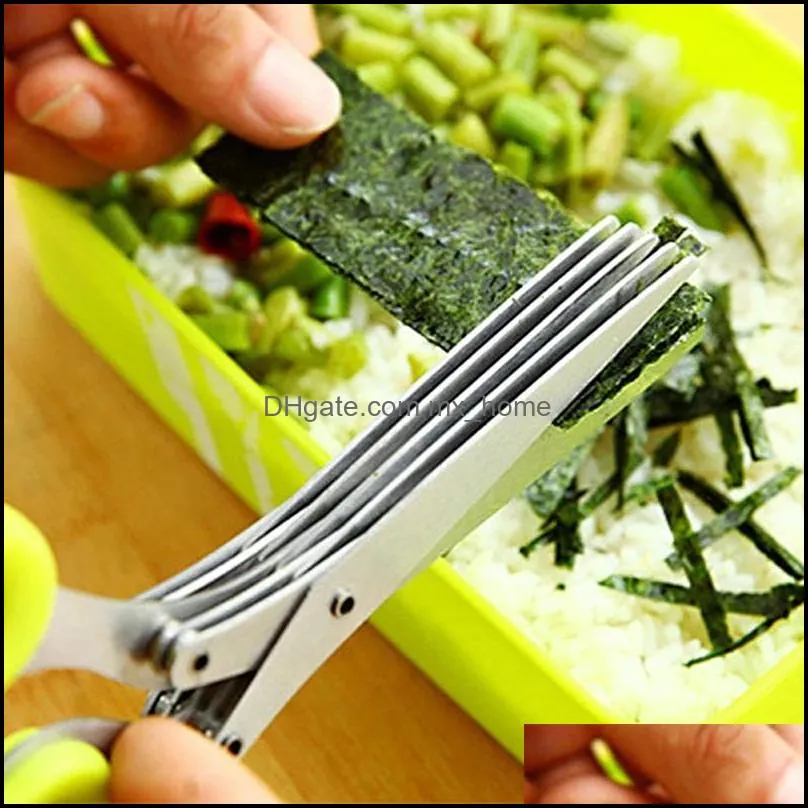 stainless steel scissors cooking tools kitchen accessories knives 5 layers scissor sushi shredded scallion cut herb spicesscissors