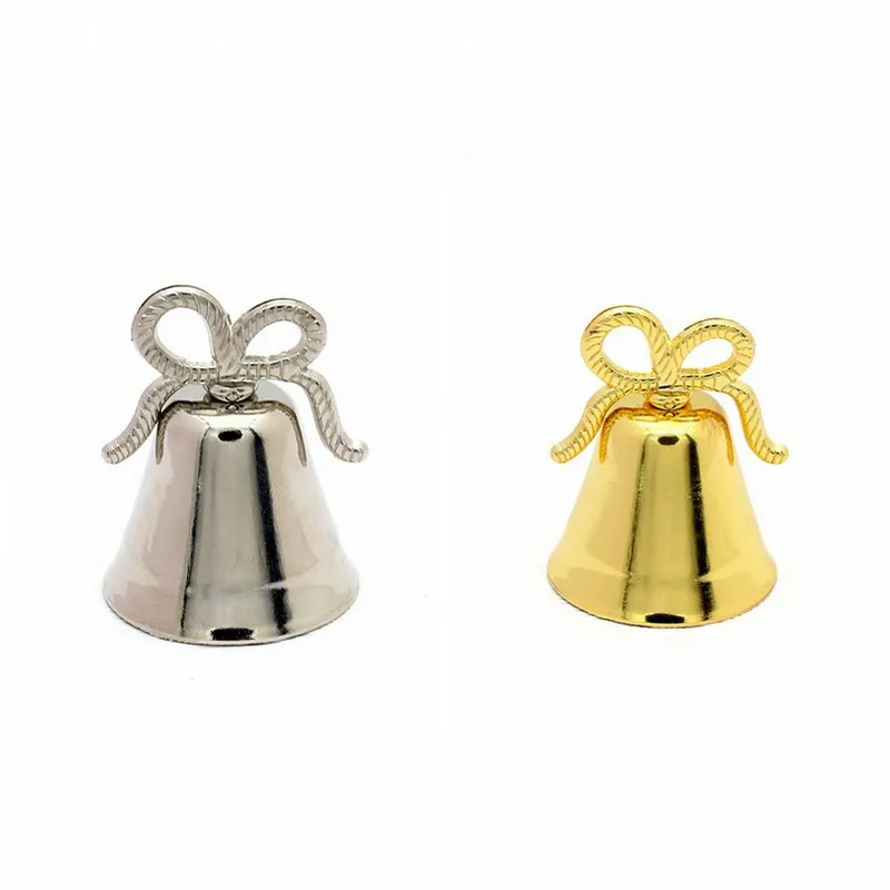 50pcs Silver/Gold Bow Bell Place حامل البطاقة تفضل