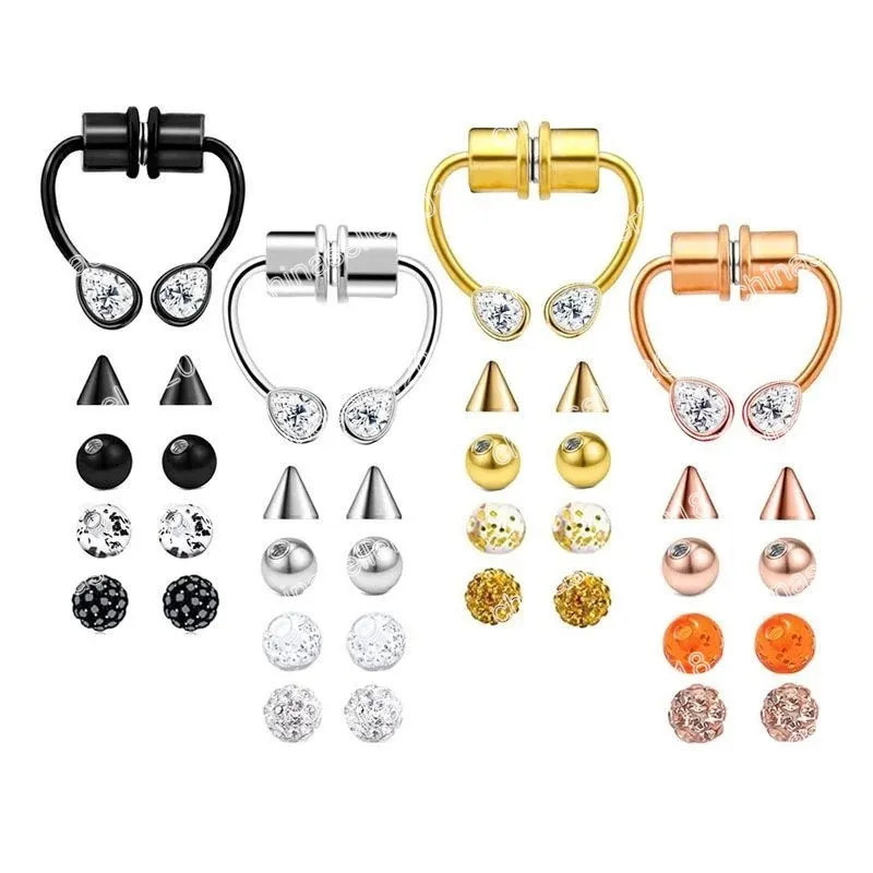 Fake Piercing Nose Ring 2022 Mode Magnetic Hoop Septum Ringar för Kvinnor Body Smycken