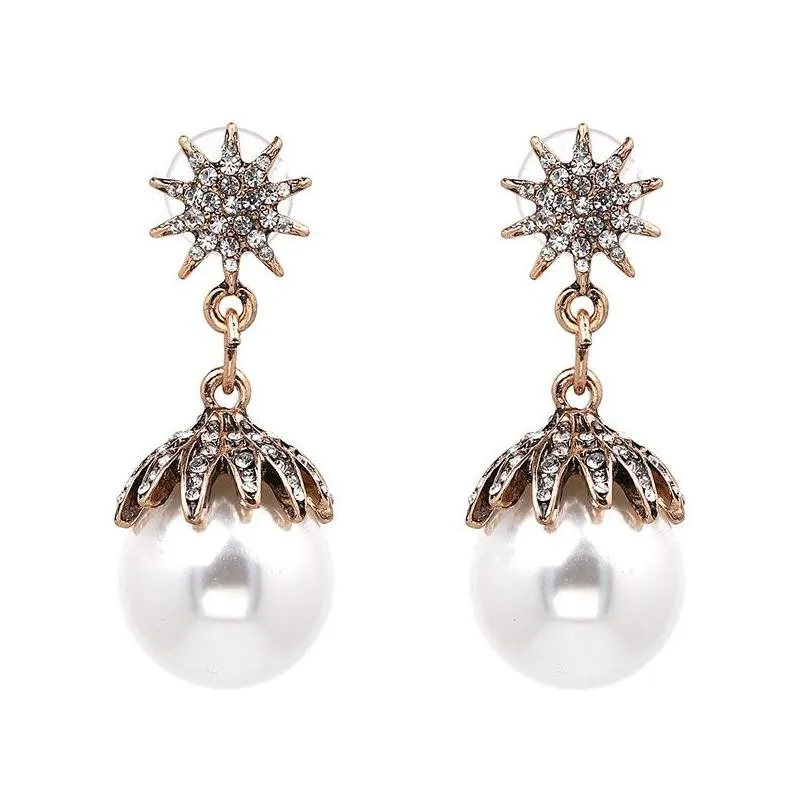 fashion jewelry elegant pearl dangle earrings crystal rhinstone stud earrings