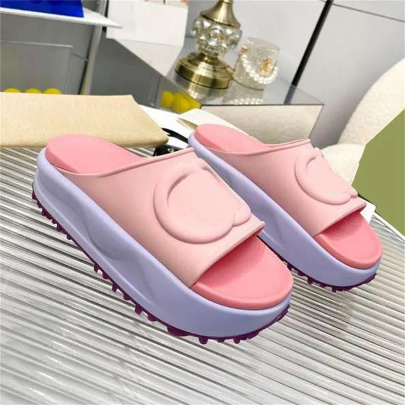 Designer Slippers Women Platform Slipper Big Double G Slides Classics Rubber Slides Solid Color Flip Flops Non Slip Sandals Thick Bottom Flat Shoes