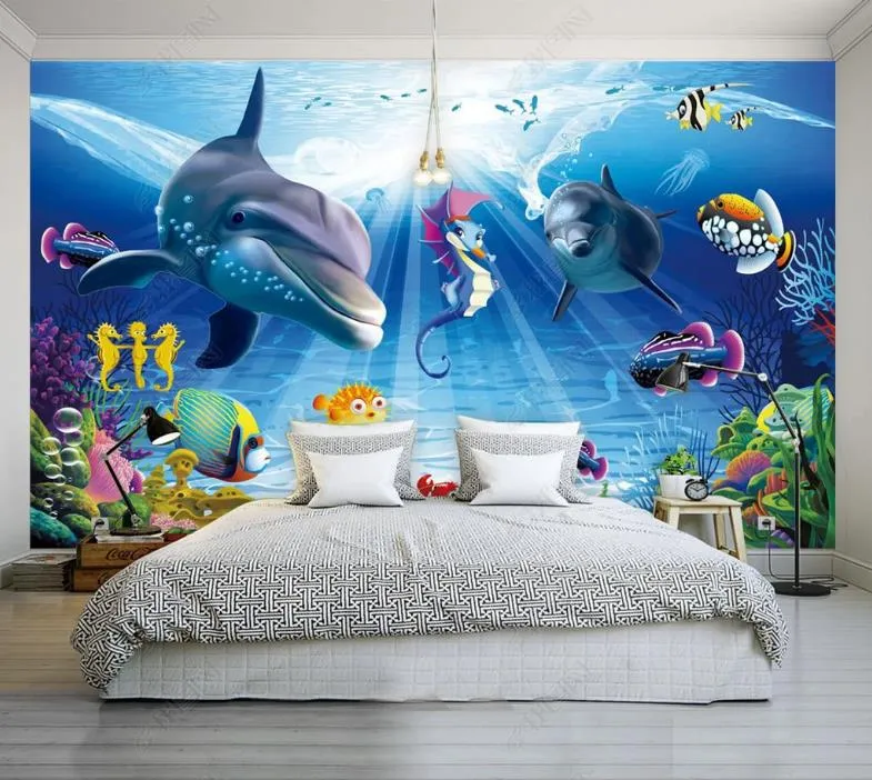 Camera da letto casa 3D Murales Wallpaper Underwater World 3D Sfondo da parete Decorazioni soggiorno