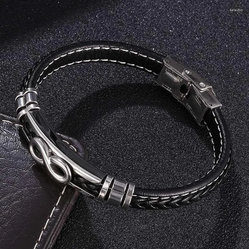 Pulseiras de charme punk pulseira de pulseiras de couro preto em aço inoxidável fivela de churrasqueira de churrasqueira de churrasqueira de rocha artesanal 2022 BB1039CHARM