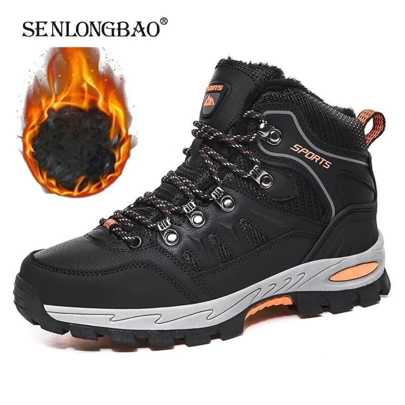 Brand Winter Plush Warm Snow Waterproof Mens Ankle Breathable Handmade Outdoor Men Hiking Boots 201204