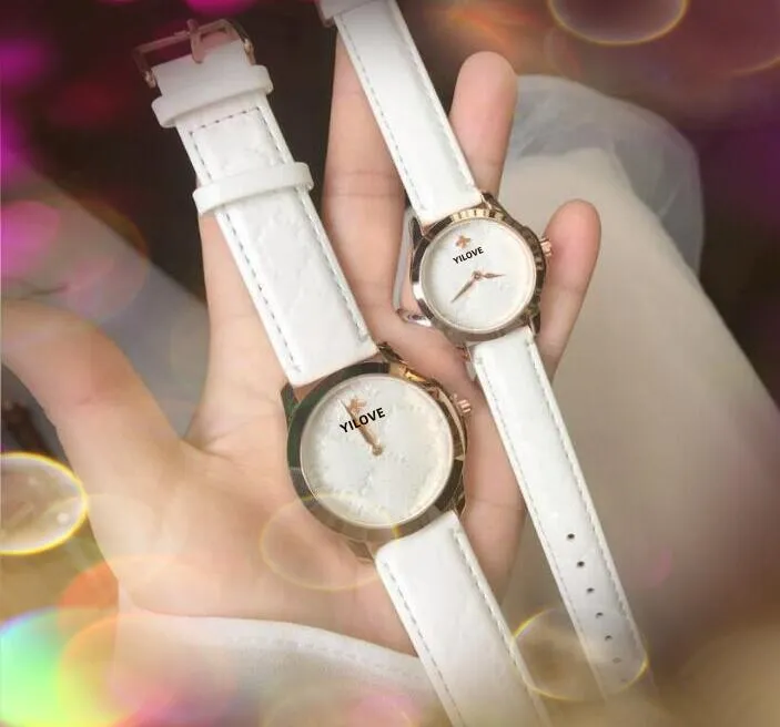 Populaire décontracté luxe femmes hommes Couple abeille montre 39mm 32mm Relojes De Marca Mujer dame robe en cuir véritable ceinture Crime Quartz horloge montre-bracelet cadeaux d'anniversaire