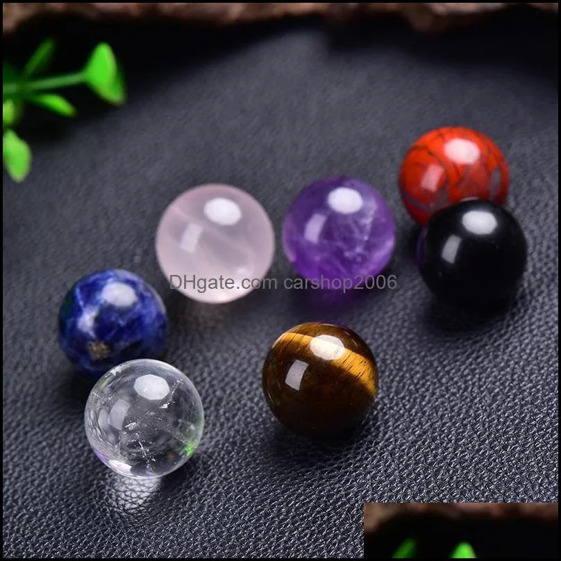 20mm natural stone loose beads ornaments amethyst rose quartz turquoise agate 7chakra diy non-porous round ball beads yoga healing guides
