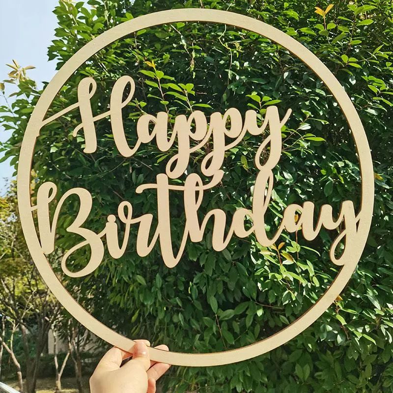 Other Event & Party Supplies Personalized Happy Birthday Wood Circle Sign Po Props Custom Wedding Decor Name SignsOther