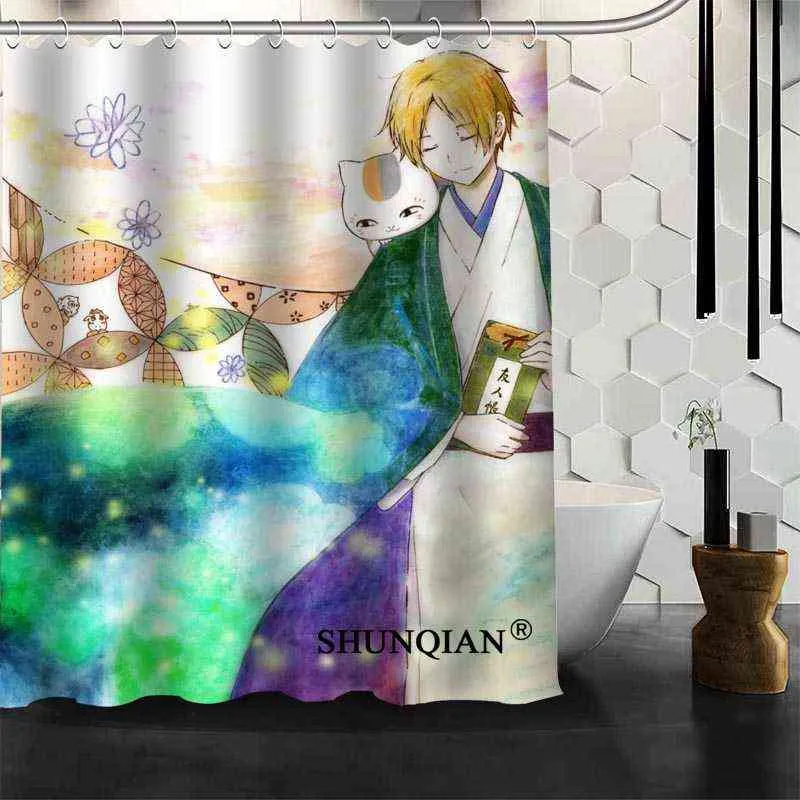 Natsume Yuujinchou Shower Curtains Polyester Bathroom Waterproof Bath Curtain Size L220609