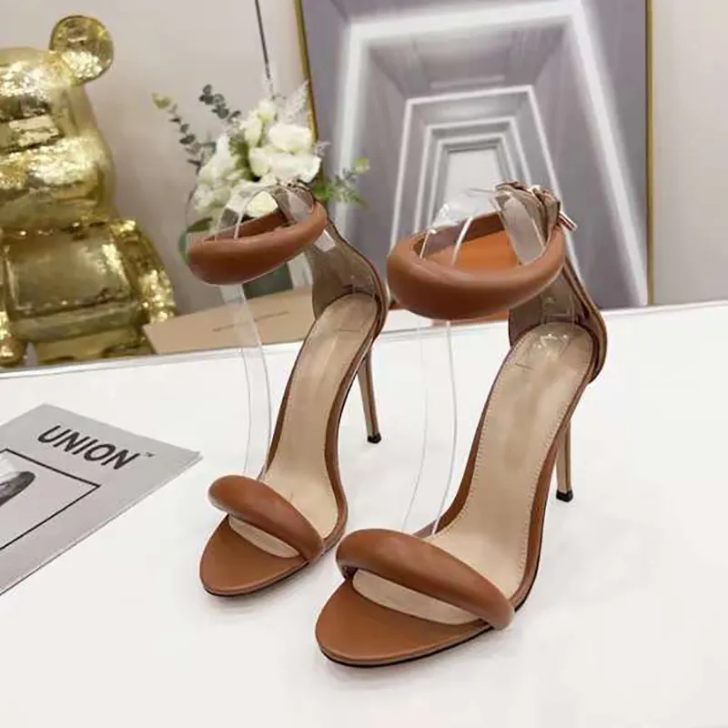 Gianvito Rossi 10,5 cm de salto de salto de salto de sandálias Sapatos de vestido Sapatos para mulheres Sandálias de designer de luxo de verão calçados de zíper traseiro com calcanhão com calcanhar com caixa 260