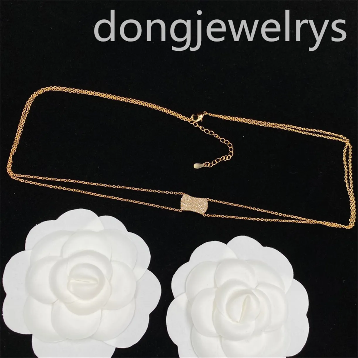 Mujer Collar de oro Cristal Sparkling Party Classel Collar Collar de dise￱o para mujeres Dongjewsrys Luminoso con caja