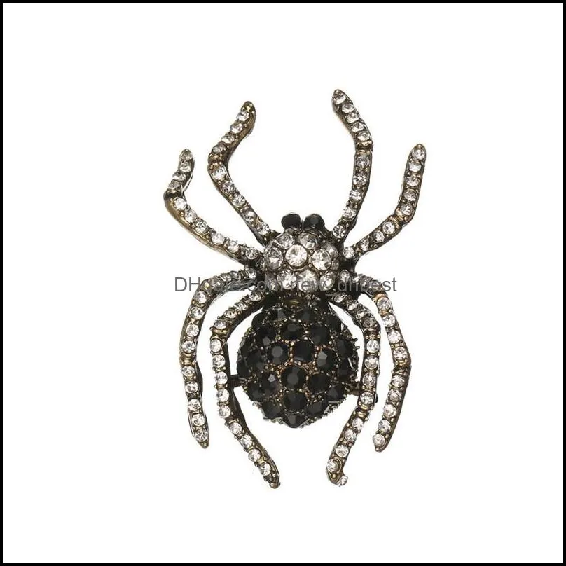european women color crystal insect spider brooch unisex zinc alloy insects coat halloween pin cartoon animal backpack cowboy clothes badges corsage