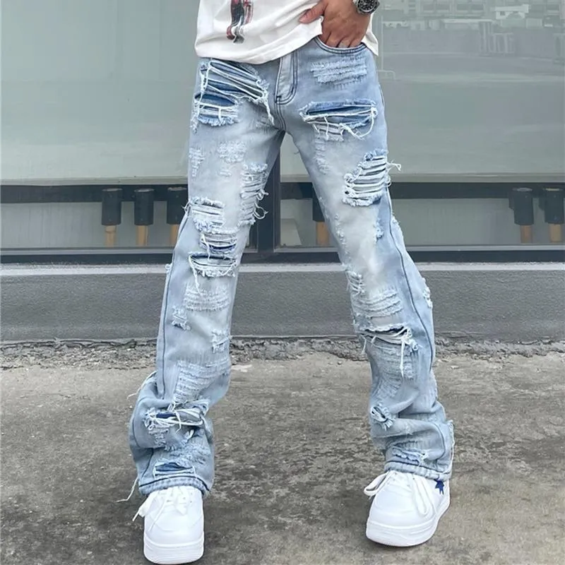 Baggy Hole Flare Denim Jeans Trousers For Men For Men Hip Hop