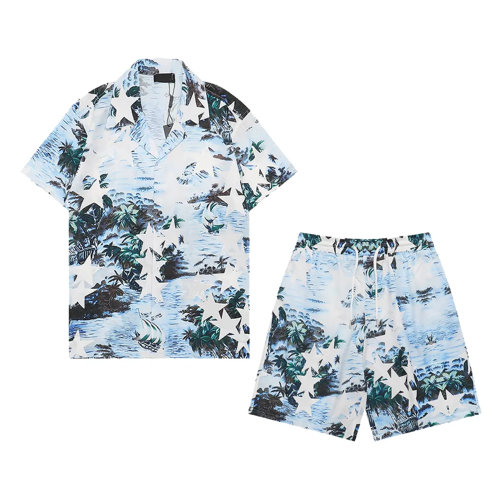 2022 Summer Designer Men Casual Shirts Short Sleeve Tops Hawaiian Beach Loose Shirts