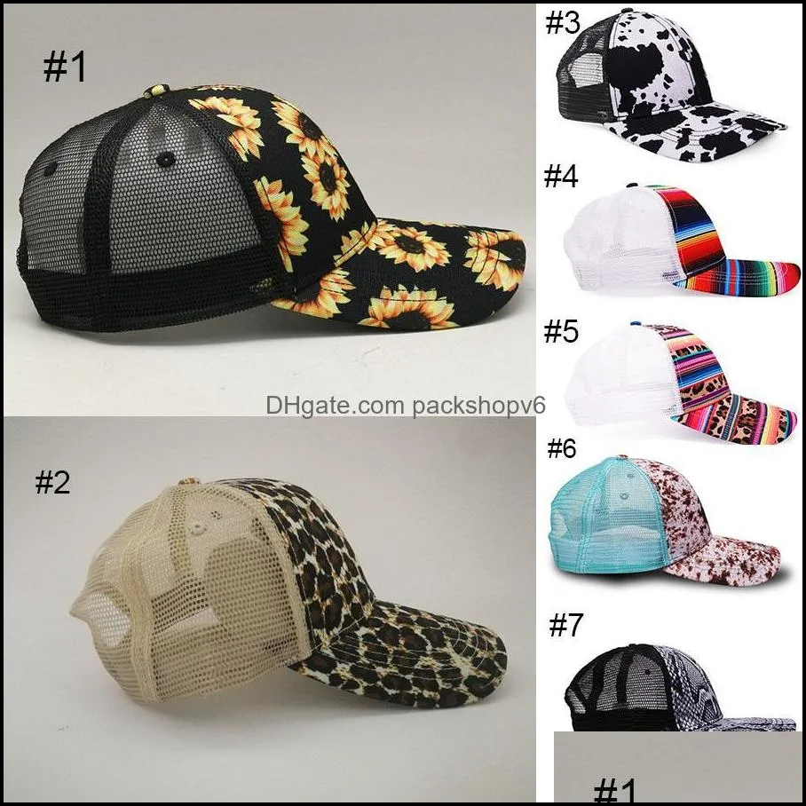 Newest Snake Baseball Hat Cow Print Leopard Sunflower Caps Serape Mesh Cap Fashion Striped cactus Hats Outdoor Sunhat