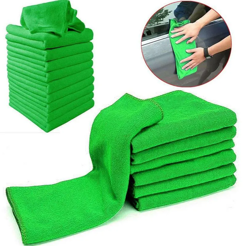 Car Sponge 10Pcs Green Microfiber Cleaning Auto Detailing Soft Cloths Wash Towel Duster High Quality Durable Washing AccessoriesCar