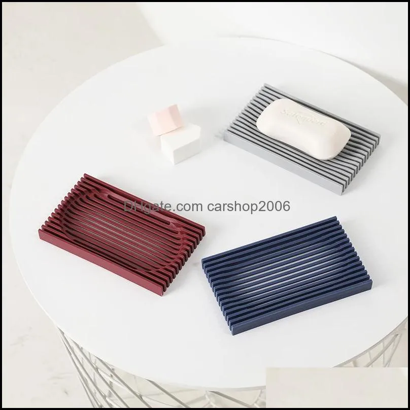 silicone draining soap holder solid color square soaps dishes simple retro household supplies hygiene paa10163