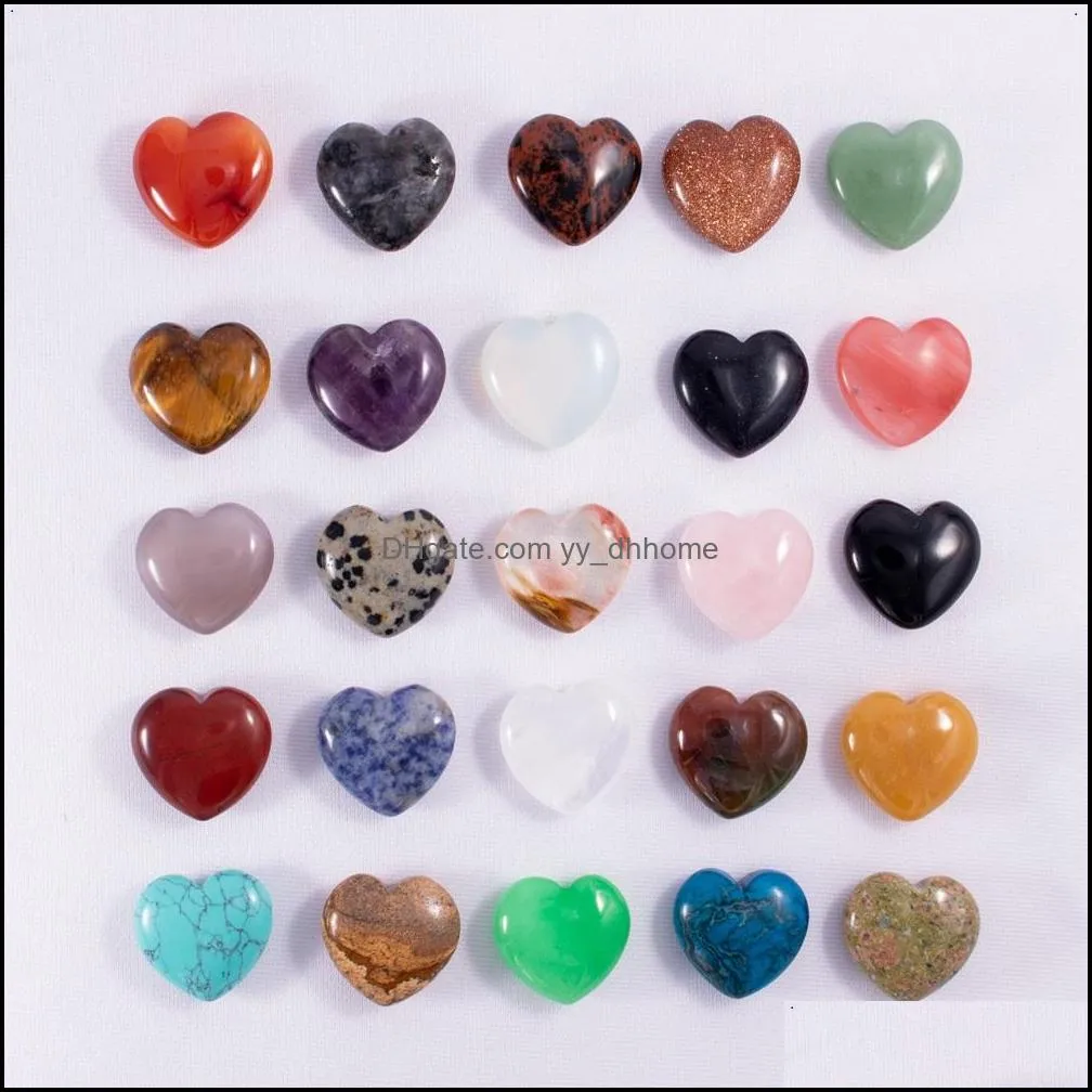 25mm Love Hearts Natural Crystal Stone Craft Ornaments Quartz Healing Crystals Energy Reiki Gem Living Room Decoration