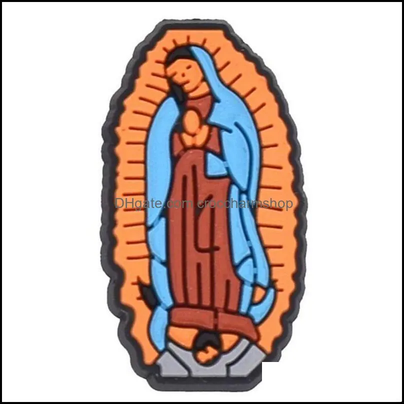 Religious shoe decoration buckle parts accessories for croc charms pvc clog pins buttons charm