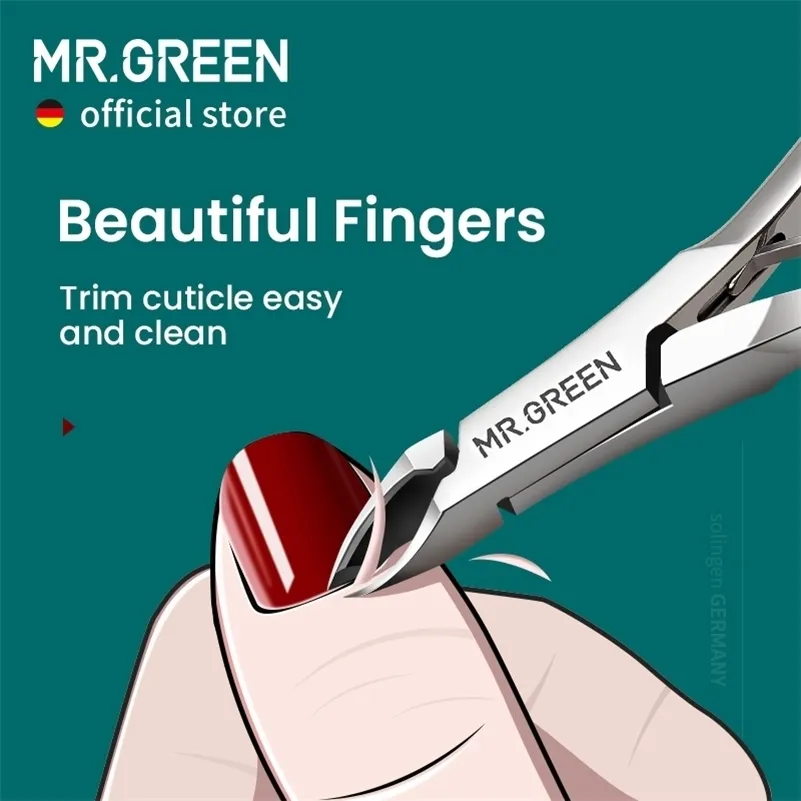 Mr.Green Nippers Nail Manicure Buticle Scissors Clippers Clippers Trimmer Dead Skin Remover Pedicure Stainless Steel Tool 220812