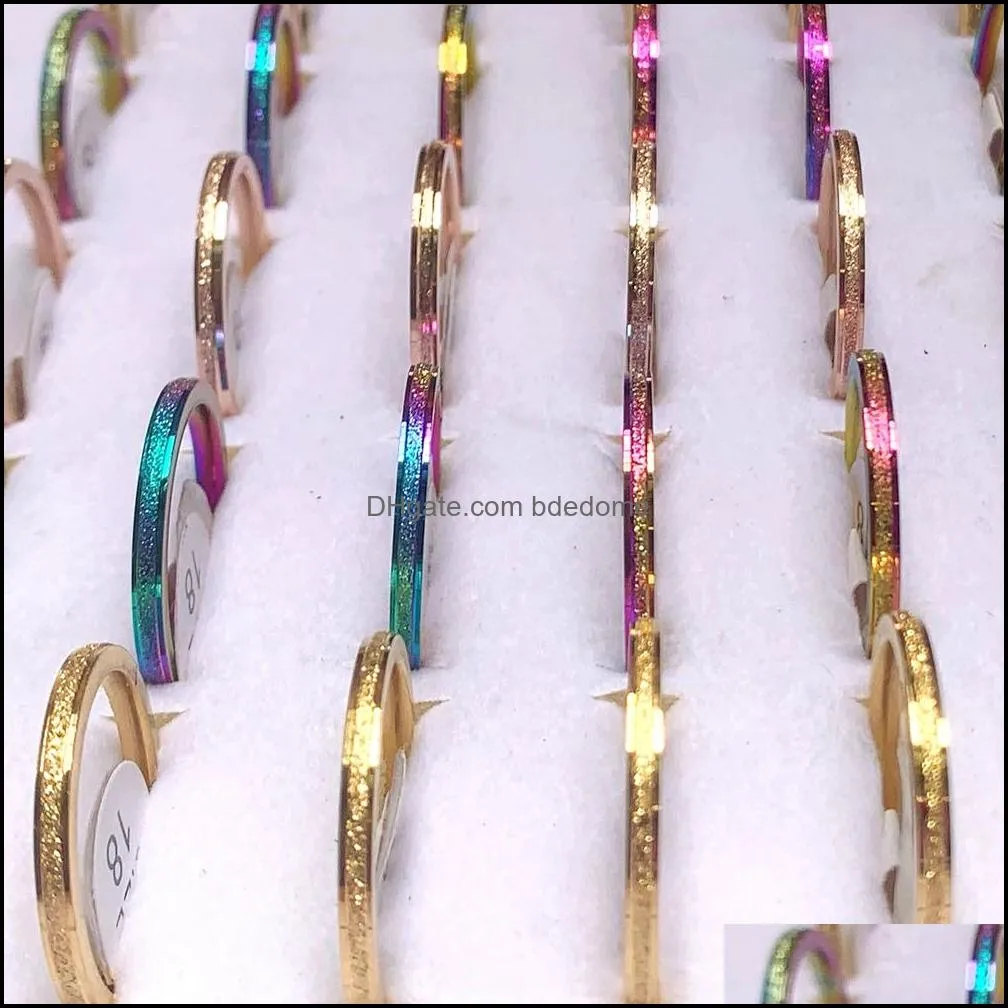 bulk lots 60pcs fashion shiny band rings rose gold rainbow mix elegant women wedding gifts jewelry