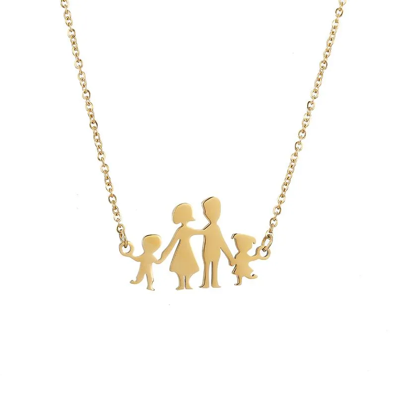 Hanger kettingen familie ketting roestvrij staal mooie figuur mama papa dochter zoon charm link ketting kind moeder verjaardag cadeauspender