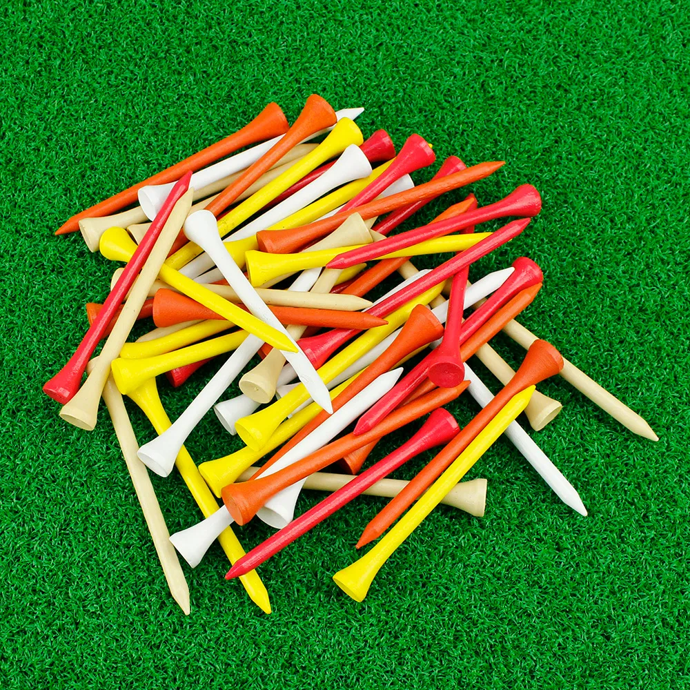 100 pièces 83MM tees de golf en bois bois coloré 3 1/4 pouces de long fournitures pour accessoires de conducteur