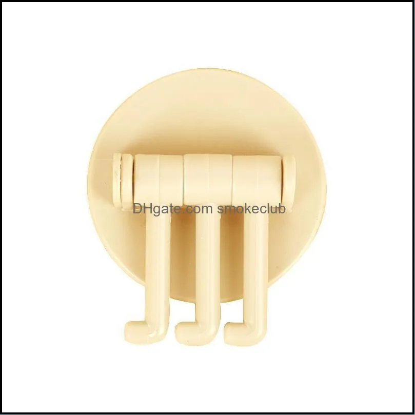No Trace Paste Rotating Hook High Quality Free Punching Kitchen Bathroom Wall 3 Branch Multi-Function Hook Home XG0334