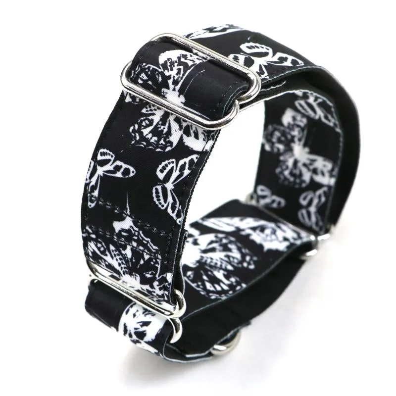 Dog Collars & Leashes Martingale Greyhound Collar Fabric Black Butterfly Adjustable 3.8cm Wide NecklaceDog