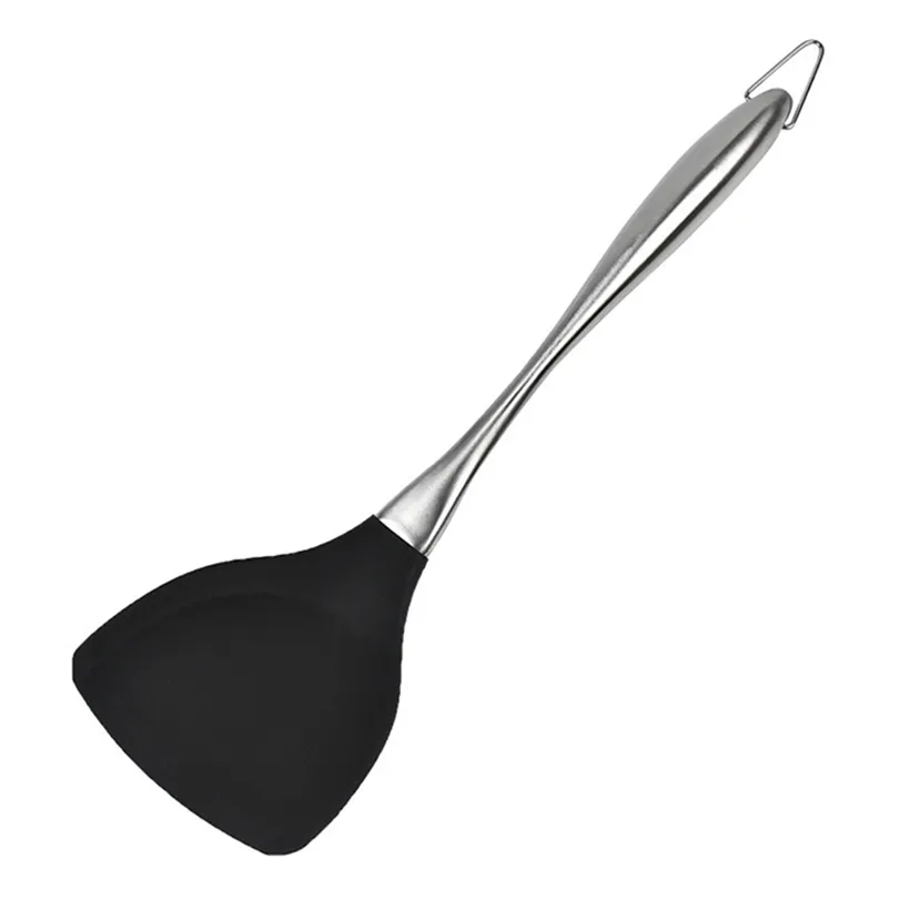 New Non-stick Tool Heat Resistant Grip Chef Kitchen Cooking Silicone Easy Clean Shovel Slotted Spatula Stainless Steel Handle T200415