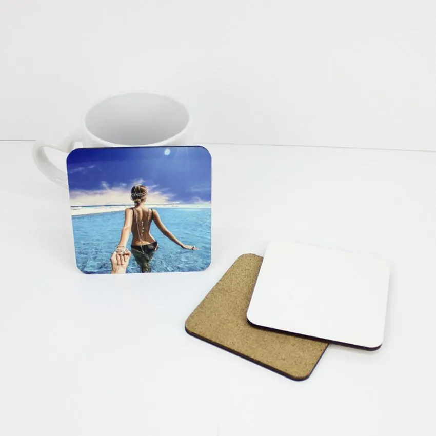 5 Style Drinkware Sublimation Blanks Round Cups Wood Coasters Table Mats MDF Square Hardboard Coaster Heat Insulation Thermal Transfer Cup Pads For Party DIY Craft