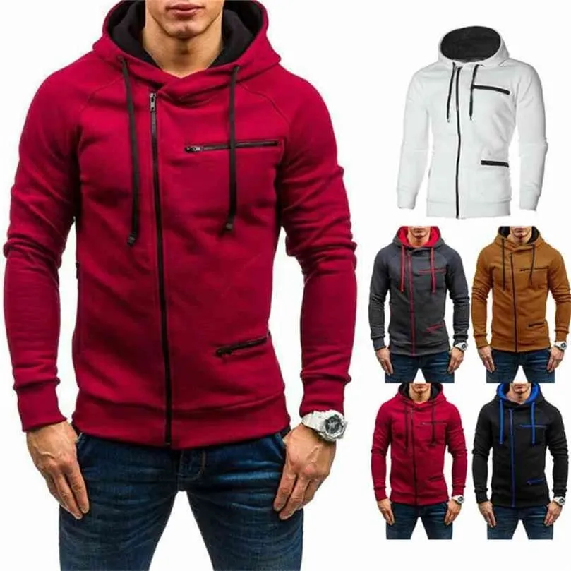 Men Autumn Winter Hoodie Sweatshirt Gym Jacket Hooded Zip Up Pullover Jumper Coat Outwear 210924