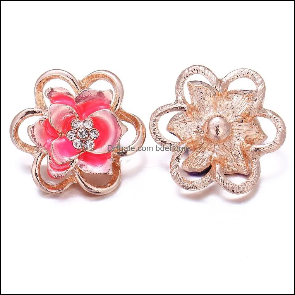 10pcs/lot Snap Jewelry Rose Gold Silver Snap Button for Flower Bracelet Bangles Fit 18mm Buttons Jewelry