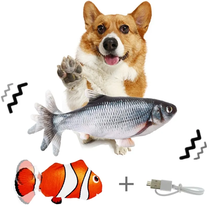 Interactive Dogs Toy Funny Electric Wiggling Fish for Dogs Pet Toothbrush Chew Training Puppy Toy Fit For All Pets Dog Molar Toy 220801