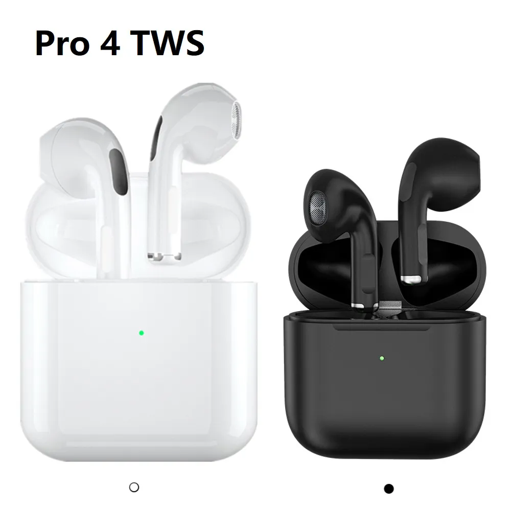 TWS Pro 4 bezprzewodowe słuchawki kompatybilne z Bluetooth 5.0 Słuchawki Wodoodporne słuchawki douszne mikrofonowe dla Xiaomi iPhone Pro4 Zestaw słuchawkowy Czarno-białe kolory