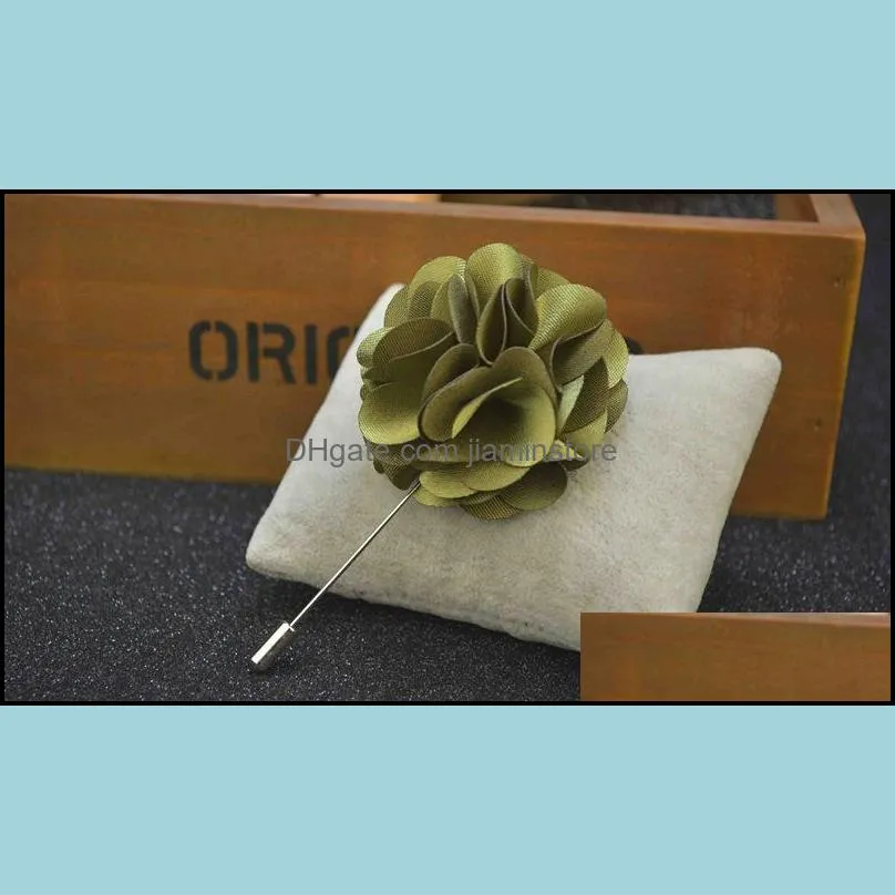 Fashion men suits plug-in long brooch Handmade boutonniere stick pin men`s accessories Color butyl cloth corsage