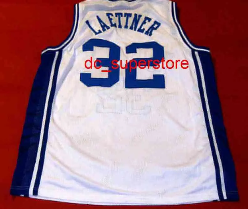 100% Dikişli Ucuz Hıristiyan Laettner Özel Duke Mavi Şeytanlar Beyaz Jersey Erkek Kadın Gençlik XS-6XL Basketbol Formaları Gömlek