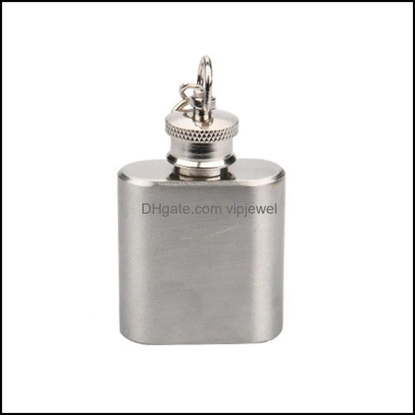 stainless steel wine bottle keychains 1oz mini hip flask key rings fashion accessories for men women jewelry