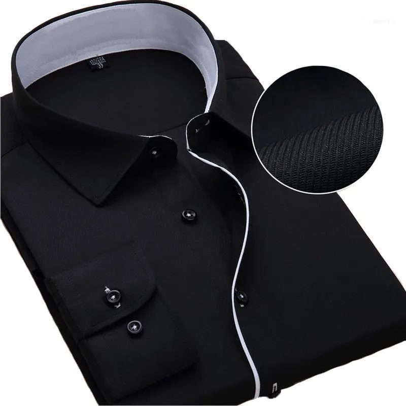 Chemises habillées pour hommes Vente en gros - Chemise de taille plus hommes 8XL 7XL 6XL haute coton à manches longues facile d'entretien slim fit solide bureau pour chemise homme 2022