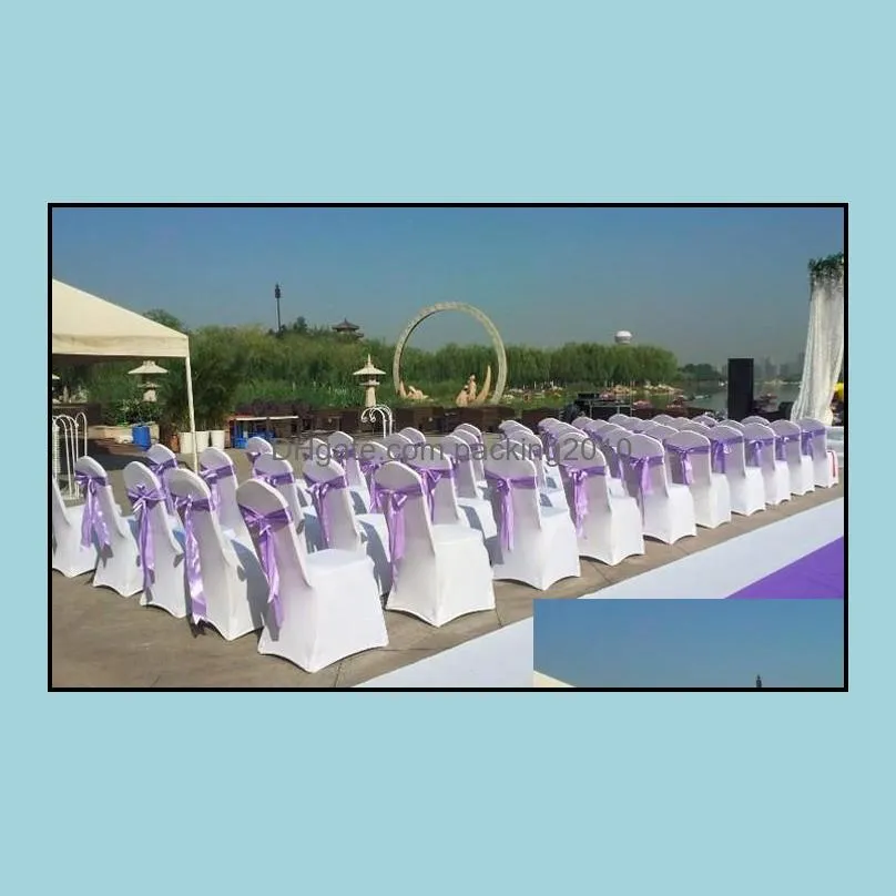 100Pcs per lot Universal White black Polyester Spandex Wedding Chair Covers for Weddings Banquet Folding Hotel Decoration Decor