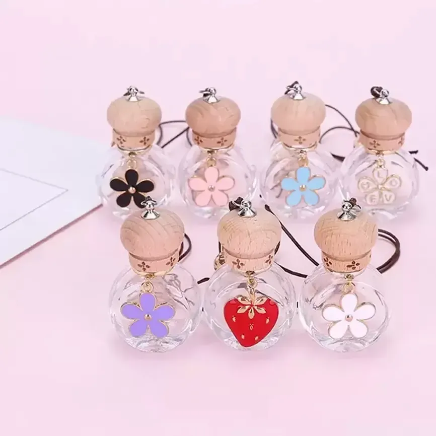 6ml Car floral Perfume Bottle Pendant Essential Oil Diffuser 7 Colors Bag Clothes Ornaments Air Freshener Pendant Empty Glass Bottle Perfum B0702