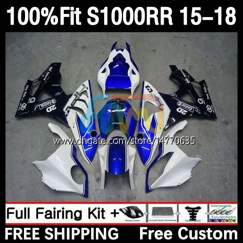 Carrozzerie per stampi ad iniezione per BMW S 1000RR 1000 RR S1000RR 15 16 17 18 Carrozzerie 3DH.15 S-1000RR S1000 RR 2015 2016 2017 2018 S1000-RR 2015-2018 Kit carenatura OEM blu bianco