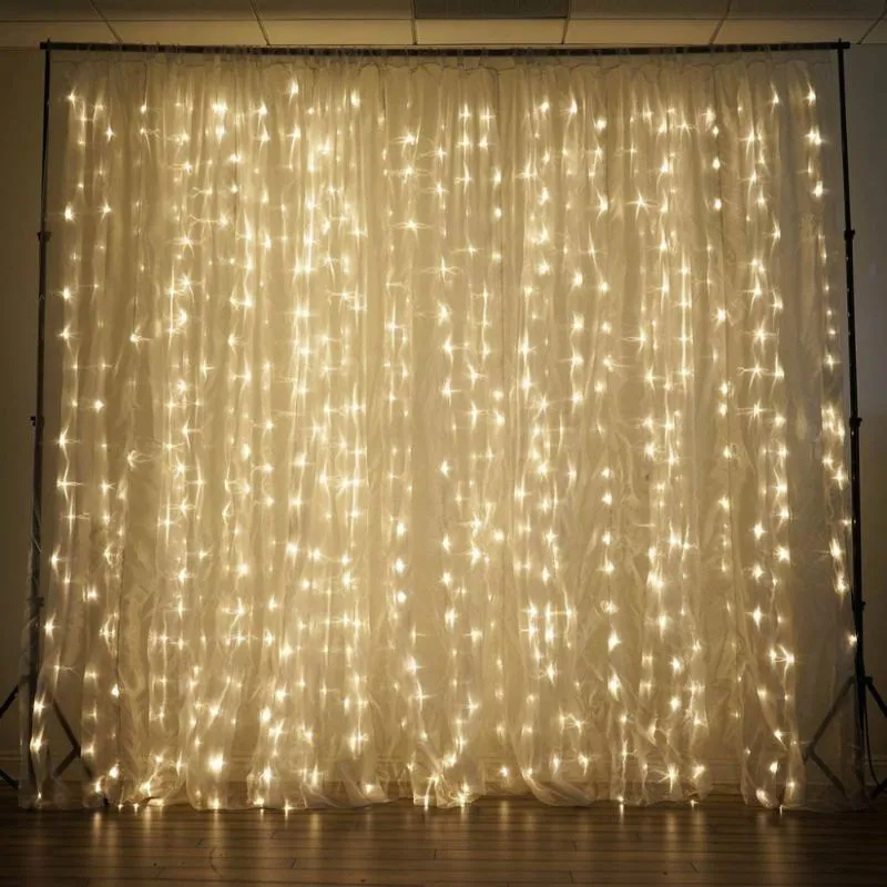 Strings Drop Curtain Lights 6Mx3M 600Leds String Light For Holiday Christmas Decoration Warm White/WhiteLED LED