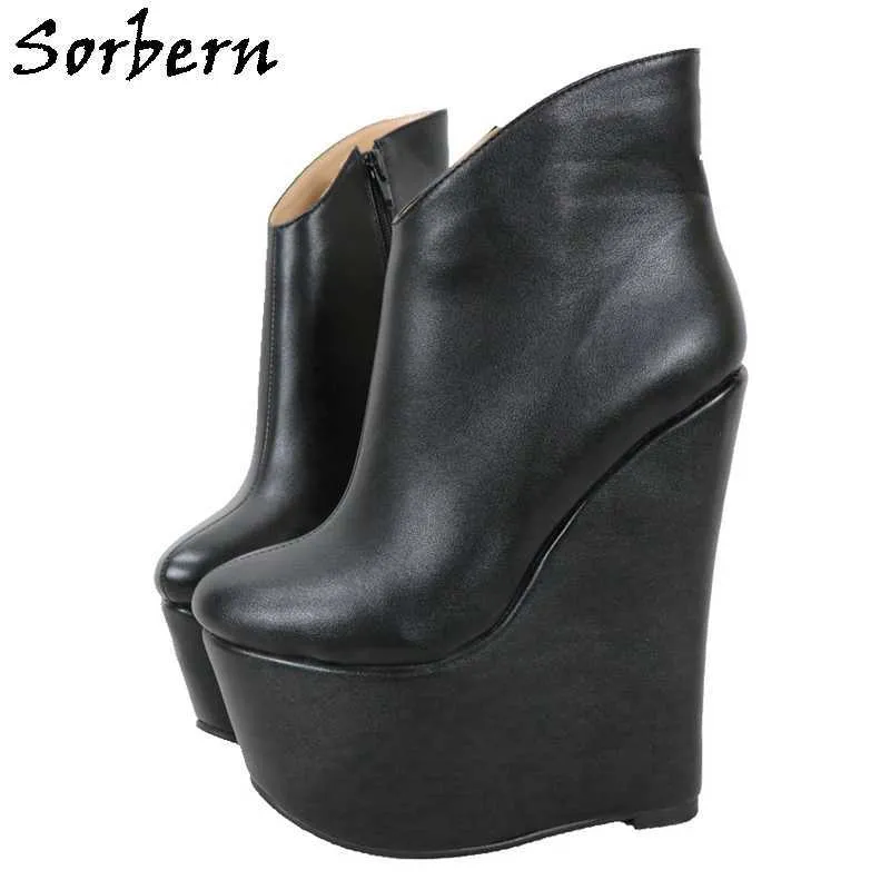 Sorbern – bottines noires mates pour femmes, chaussures à plateforme, talons hauts, Style hiver, petite taille 36 couleurs personnalisées