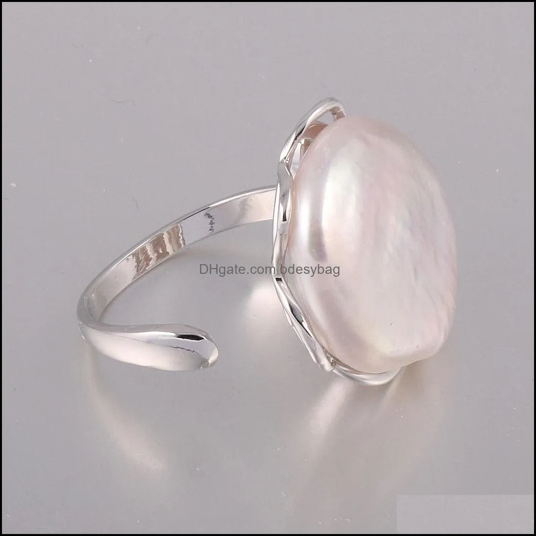 style copper base circular freshwater pearl ring for elegant women love romantic gift