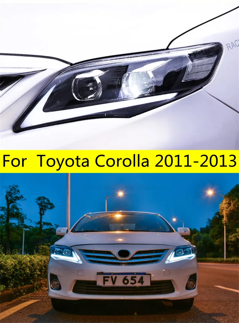 thumbnail image 2 of Munirater Pair Headlight Assembly For Toyota Corolla 2011-2013 - Clear Lens Black Housing 2 of 3
