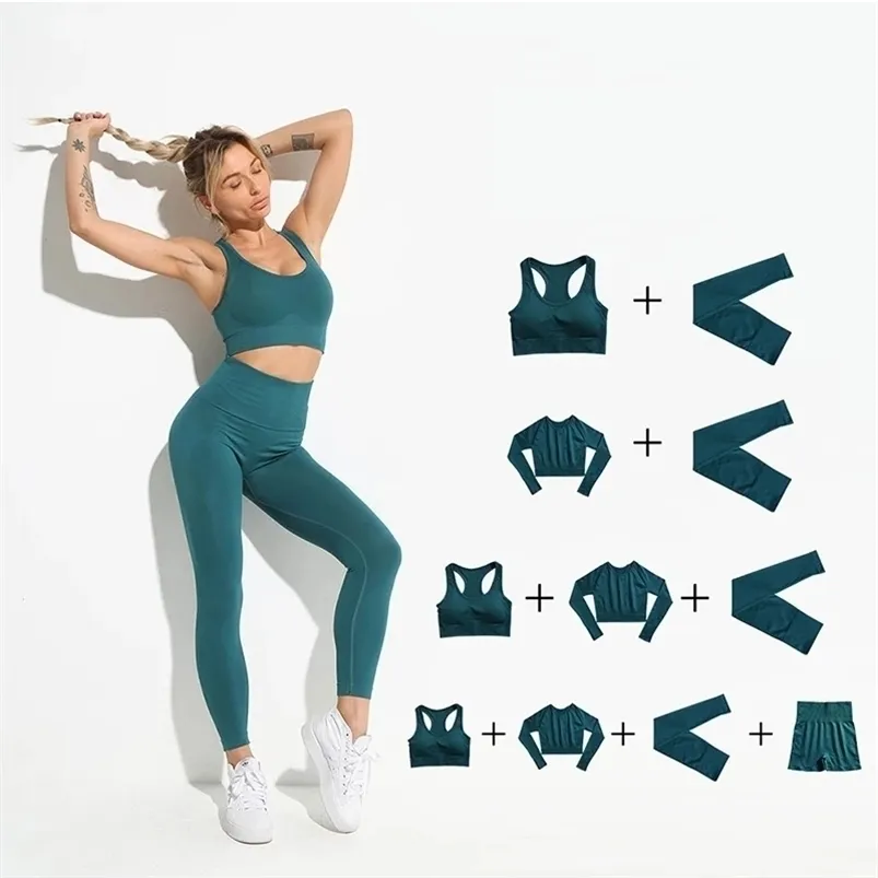 Ensemble de Yoga sans couture femmes ensemble de Sport vêtements d'entraînement pour femmes tenue de Sport tenue de Sport costume Conjunto Deportivo Mujer 220513