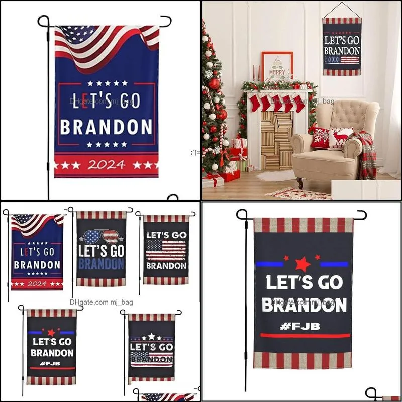 stock let`s go brandon flags 45*30 garden banner multi style 2021 fjb printing festive party supplies gifts paa10158