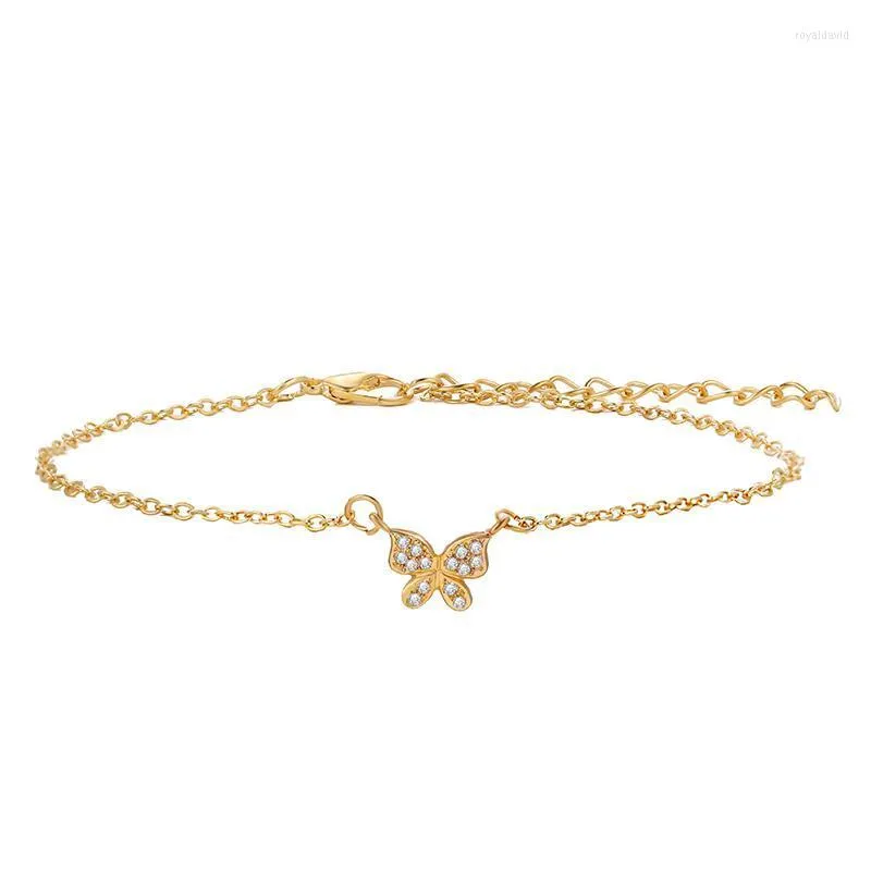 Bracelets de cheville papillon pour femmes 2022 mode bohème plage couleur or chaîne cadeaux de fête cheville Bracelet sur jambe pied bijoux Roya22
